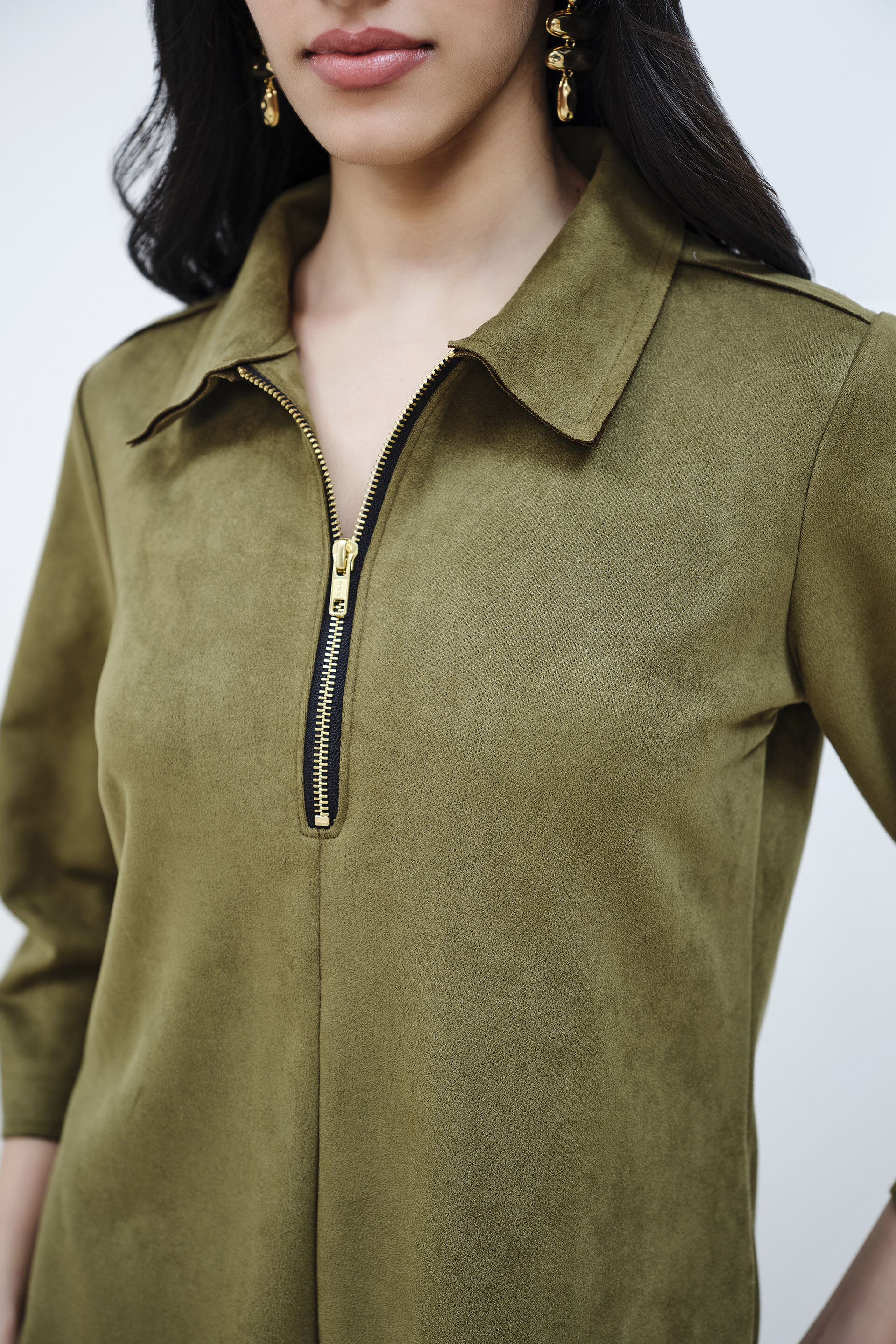 Safari Olive Suede Dress, Olive, image 5